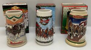 lot 171 image: Collectible Budweiser Holiday Beer Steins & More (NIB)