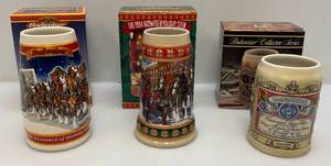 lot 172 image: Collectible Budweiser Holiday Beer Steins & More (NIB)