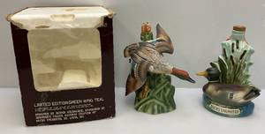 lot 199 image: Ski Country Limited Edition Green Wing Teal Decanter In Original Box & Beam Ducks Unlimited Decanters (EMPTY)