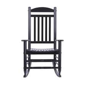 Hampton Bay Black Wood Outdoor Rocking Chair  Customer Returns See Pictures