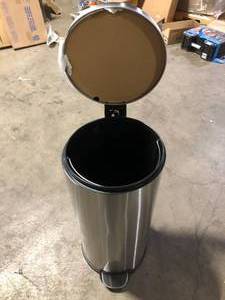 StyleWell 8 Gal. Stainless Steel Round Step-On Trash Can  Customer Returns See Pictures