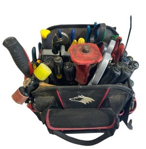 lot 5 image: HUSKY Electric Tote Bag Loaded with Klein, Nicholson, Milwaukee Tools and More