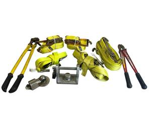 lot 8 image: Blaylock TL-33 Coupler Lock, New & Used Ratchet Tie Downs, 24 and 18 Bolt Cutters, and Masterlock Model 377 Hitch Lock