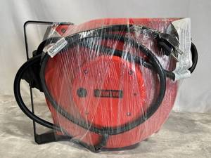 lot 12 image: New IRONTON 40ft Retractable Cord Reel with Triple Trap (Model 49666)