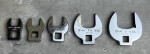 lot 24 image: SK Tools Open End Crowfoot Wrench Lot (716, 12, 58, 78, and 1 Inch) in Used Condition