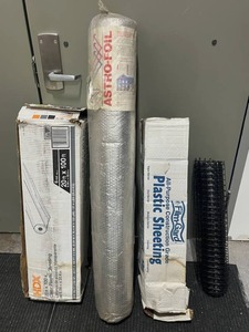 lot 43 image: ASTRO-FOIL Reflective Insulation (Sealed Package), Plastic Sheeting, and Plastic Mesh Fencing Lot