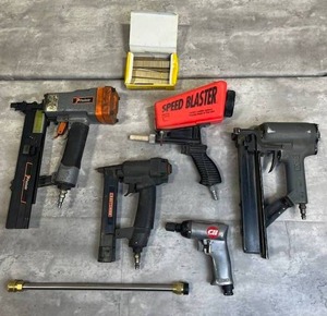 lot 53 image: Pneumatic Tool Lot including Campbell Hausfeld 14 Air Gun Screw Driver, PASLODE S16 Stapler, and More