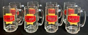 lot 50 image: Vintage Schmidt Beer Stein Mugs with Schmidt Beer Logo -Set of 8