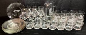 lot 52 image: Luminarc Endangered Species Animals Etched Clear Dinnerware Set