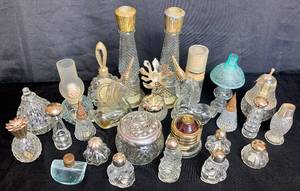 lot 42 image: Vintage Avon Collection - Clear Crystal Bottles of Cologne, Perfumes and more