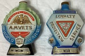 lot 27 image: Vintage Jim Beam Decanters - 25th Anniversary American Veterans of World War II and 50 Years of Fleet Reserve Assn