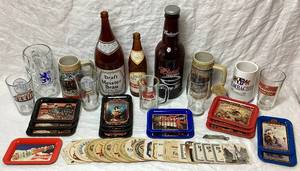 lot 49 image: Beer Collection - Mugs, Bottles, Trays and Coasters