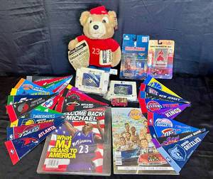 lot 80 image: NBA Collection of Mini Pendants, Belt Buckles, Hummer Collectible Vechicles, Los Angeles Lakers 1993 Autograhed Yearbook and more
