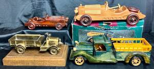 lot 99 image: 1961 Chevy Truck Dealership Promo - Display of 191i Chevrolet Brassand Vintage Wooden Cars