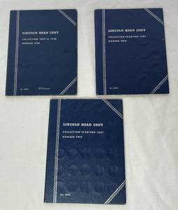 lot 10 image: Lincoln Head Cent Wheat Pennies in 3 Coin Folders