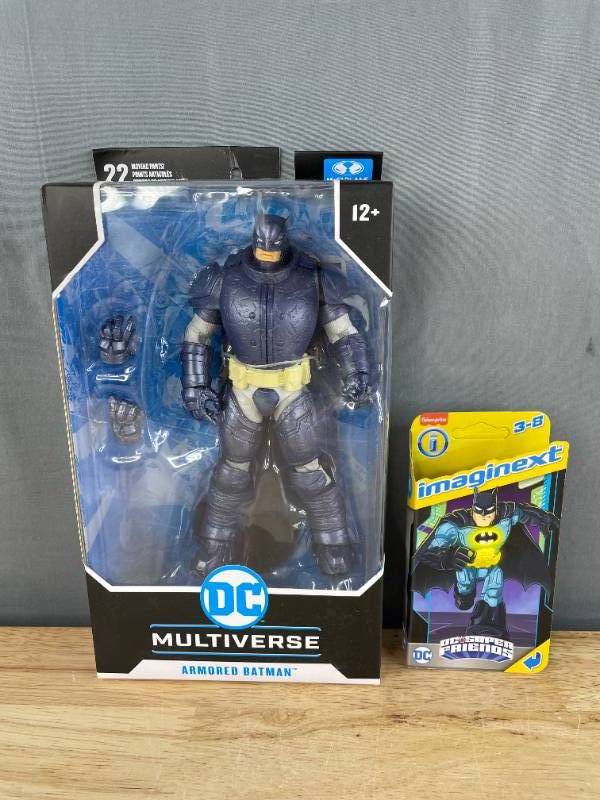 lot 77G image: New McFarlane Toys Armored Batman Figurine and Imaginext Super Friends Figure N