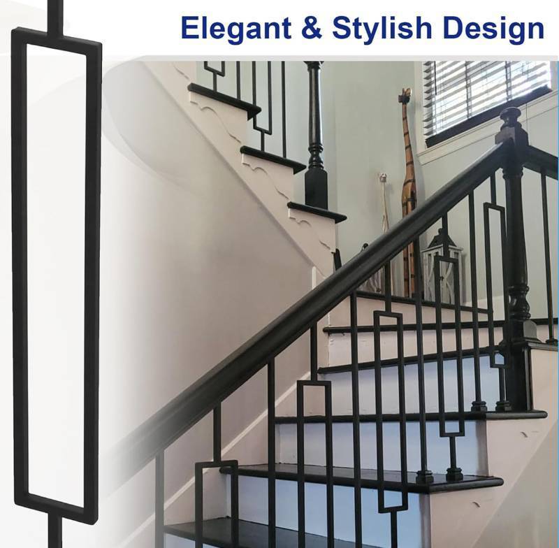 lot 59A image: Brand New 10 Pack Iron Balusters Staircase Rectangular Hollow Stair Spindles 12 &nbspInterior with Iron Baluster Swivel Shoes $99.99 Retail B