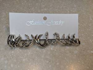 lot 407 image: Six New Pairs Of Punk And Boho Chic Hoop Earrings Silver P
