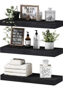lot 110 image: Brand New QEEIG Black Floating Shelves (Set of 3) $59.81 Retail B