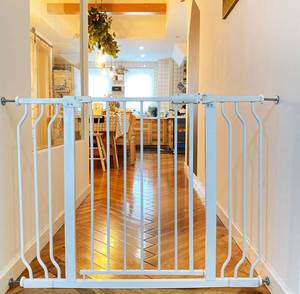 lot 767 image: New BalanceFrom Easy Walk-thru Safety Gate for Doorways and Stairways White $46.99 Retail B