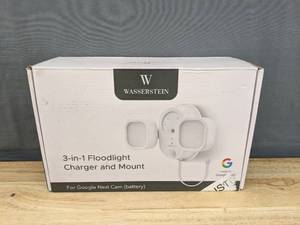 lot 900A image: Brand New. Wasserstein 3-in-1 Floodlight, Charger & Mount for Google Nest Cam OutdoorIndoor, Battery (Camera NOT Included) J