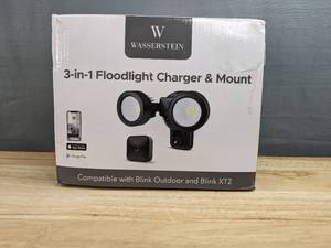 lot 902A image: Brand New. Wasserstein 3-in-1 Wired Smart Floodlight, Charger & Mount Compatible with Blink Outdoor & Blink XT2 Camera, 1500 Lumens-with Motion Senor and Timer Control (Blink Camera Not Included) J