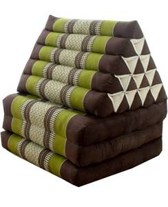 lot 142 image: Leewadee - Thai Floor Bed with Triangle Cushion, 67 x 21 inches, Brown Green Retail $179.22 B