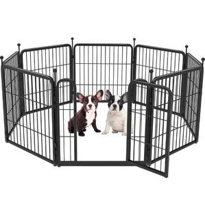 lot 144 image: FXW Rollick Dog Playpen for Indoor & Yard, 24 inch 8 Panels for Puppy and Small Dogs in Black B