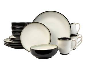 lot 153 image: Brand New 16-Piece Sango Nova Stoneware Dinnerware Set, Service for 4 in Brown $66.92 Retail B