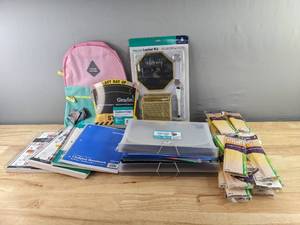 lot 317 image: Brand New SchoolOffice Supplies Pencils, Notebooks, Chalkboard Sign, Expanding File Folders, Locker Kit, Tab Dividers N