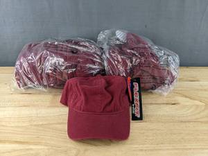 lot 196 image: 18 Brand New Yupoong Cardinal Red Hats OSFM A
