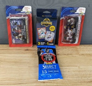 lot 9D image: Gunslingers NFL Football Trading Cards 3 Sealed Pack  Bonus Card, 2023 Sage Low Series Football Premium Pack, 2024 Sage High Series Football Premium Pack and 2022 Panini Select Draft Picks Football Jumbo Value Pack with 15 Cards I