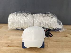 lot 197 image: 24 Brand New Yupoong WhiteNavy Hats SmallMedium A
