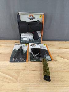 lot 66D image: Brand New Path and Stream Camping Tools LED Spotlight, Paracord Handle Hatchet, and 17 in 1 Multitool D