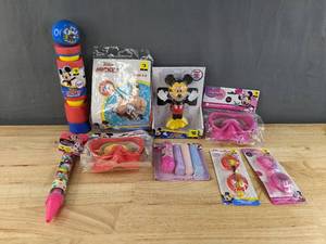 lot 23D image: Brand New Disney Mickey and Minnie Mouse Water Toys and Chalk Goggles, Splash Pumper, Water Armbands, and More D