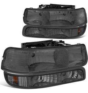 lot 165 image: Brand New DNA MOTORING HL-OH-CS99-4P-SM-AB Smoked Lens Headlights Compatible with 99-02 Silverado 00-06 SuburbanTahoe Bottom Bumper Lights $79.99 Retail B