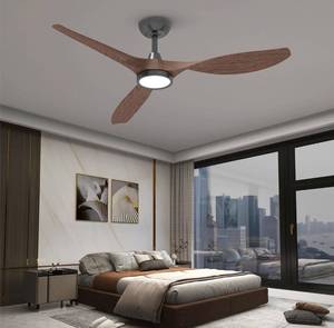 lot 166 image: Brand New Roomratv Ceiling Fans with Lights and Remote, Ceiling Fan 52 Inch Woodgrain Color $139.99 Retail B