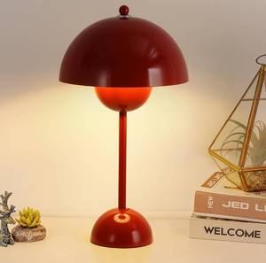 lot 861 image: Brand New COSYLUX Modern Small Table Lamp for Bedroom, Cute Dome Shade in Red $43.99 Retail B