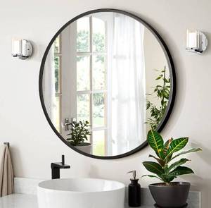 lot 869 image: New 24 Inch Modern Black Round Wall Mirror B
