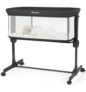 lot 194A image: Brand New Ezebaby Portable Baby Bassinet Bedside Sleeper in Light Gray $99.99 Retail B