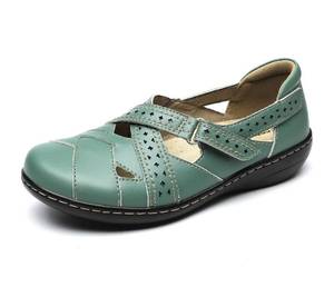 lot 191A image: Brand New Terrikat Casual Slip-On Leather Loafers Womens 10.5 in Green L