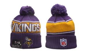 lot 10A image: Brand New Minnesota Vikings New Era Embroidered NFL Football Beanie Winter Adult Hat OSFM I