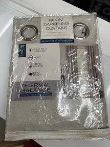 lot 74 image: New 2 Pack of Themal Balance 52 x 84 Room Darkening Blackout Curtains - Bristol Ivory