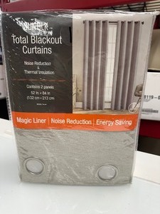 lot 72 image: New 2 Pack of SUNBLK Total Black Out Curtains 52 x 84 - Kinsley Taupe
