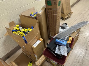 lot 98 image: Pallet of Auto Parts - Customer Returns & New - Windshield Wipers  Compressors  Floor Mats  Rotors  Misc