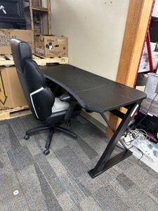 lot 43 image: DPS Radius 60 Gaming Desk AND DPS Gaming 3D Insight Office Chair with Adjustable Headrest