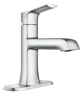 lot 31 image: New Chrome Moen Liso Single Hole Bathroom Faucet & Pop Up Drain