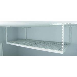 lot 65 image: New SafeRacks Overhead Garage Storage Shelf  Rack Combo Kit, 4 ft. x 8 ft. Racks, Deluxe Hook Accessory Pack - White