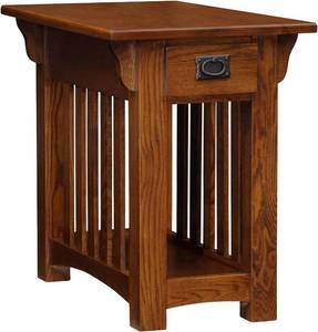 lot 68 image: Leick Home Mission Impeccable 17 in. W x 25 in. D Medium Oak Rectangle Wood EndSide Table with One Drawer and Shelf