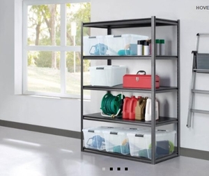 lot 82 image: Whalen 5-Shelf Heavy Duty Steel Shelving Unit, 48 W x 24 D x 72 H, Black